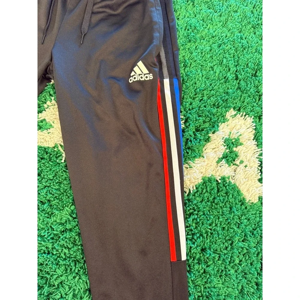Adidas Track Pants Mens M Black Good Primegreen Tricolor Stripe Joggers